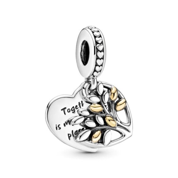 Heart Tree Charm in Silver and Gold - Picture 1 of 4